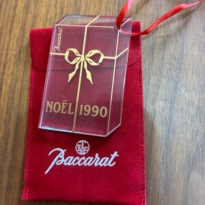 Baccarat Noel 1990 Crystal Ornament with Gold Accents